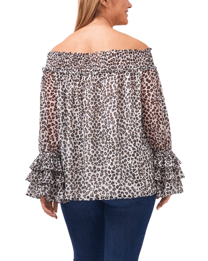 Cece leopard off the shoulder blouse sale
